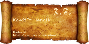 Kovár Henrik névjegykártya